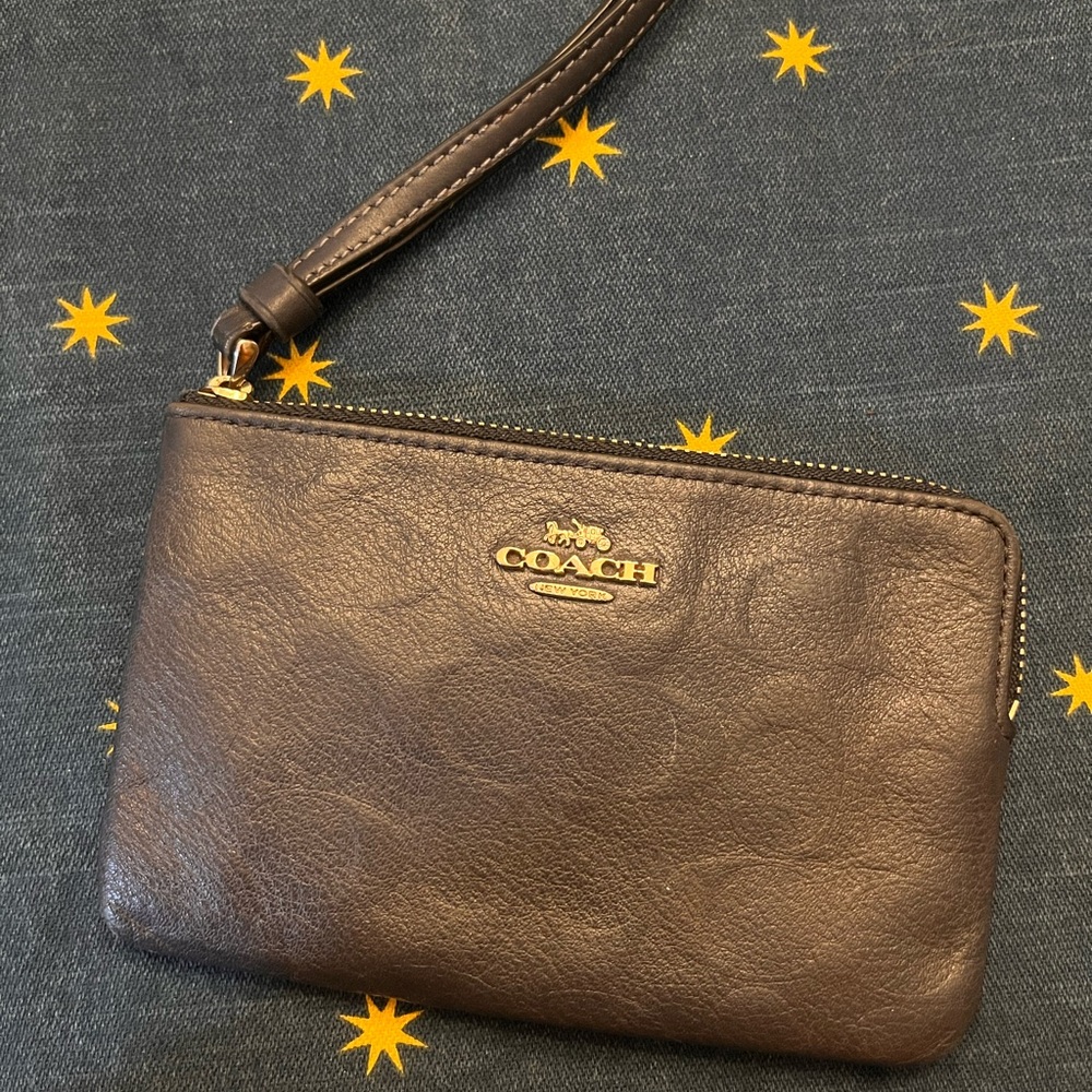 Coach Black Leather Wristlet